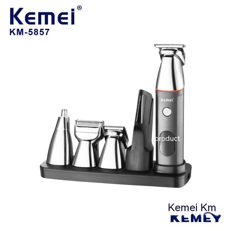 Kemei KM-5857 cross-border new type with base LED LCD digital display shaving body shaving all-in-one hair clipper