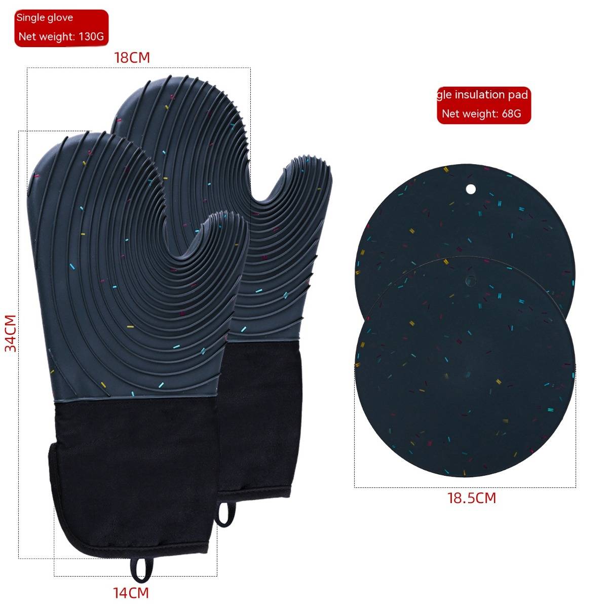 Creative Nordic style kitchen baking oven gloves thickened insulated microwave gloves small fresh household waterproof