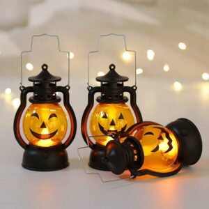 Retro Hanging Halloween Jack-O-Lantern Halloween Pumpkin Lantern LED Night Light Decorative Lanterns