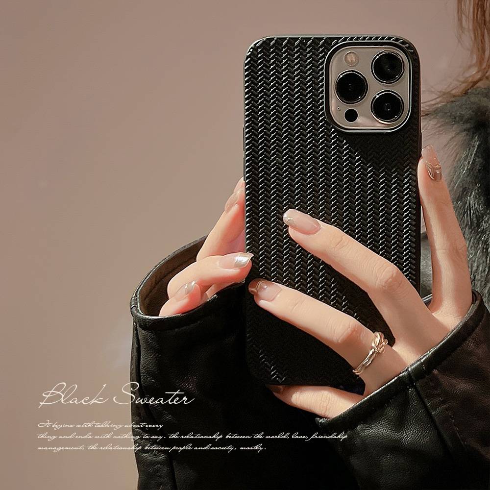 Applicable to iphone13 autumn and winter knitting sweater grain Apple 14pro max phone case Xs solid color 12/11 sets