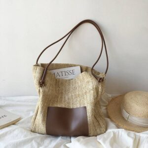 Women’S Hand Bags Personalized Summer Sea Beach Trim Raffia Cheap Straw Tote Bag