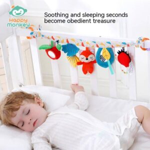 Happy monkey baby bed ornaments baby stroller pendant newborn plush comfort toys cross-border