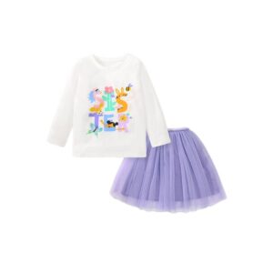 Little maven children’s dress set pure cotton mesh princess dress autumn European and American girls long-sleeved dress