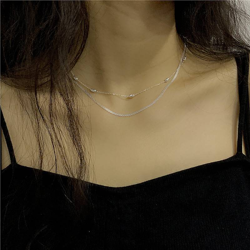S925 silver woven necklace collarbone chain accessories for women