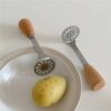 Stainless steel potato mud press potato press with wooden handle Kitchen gadgets Auxiliary food masher manual potato press