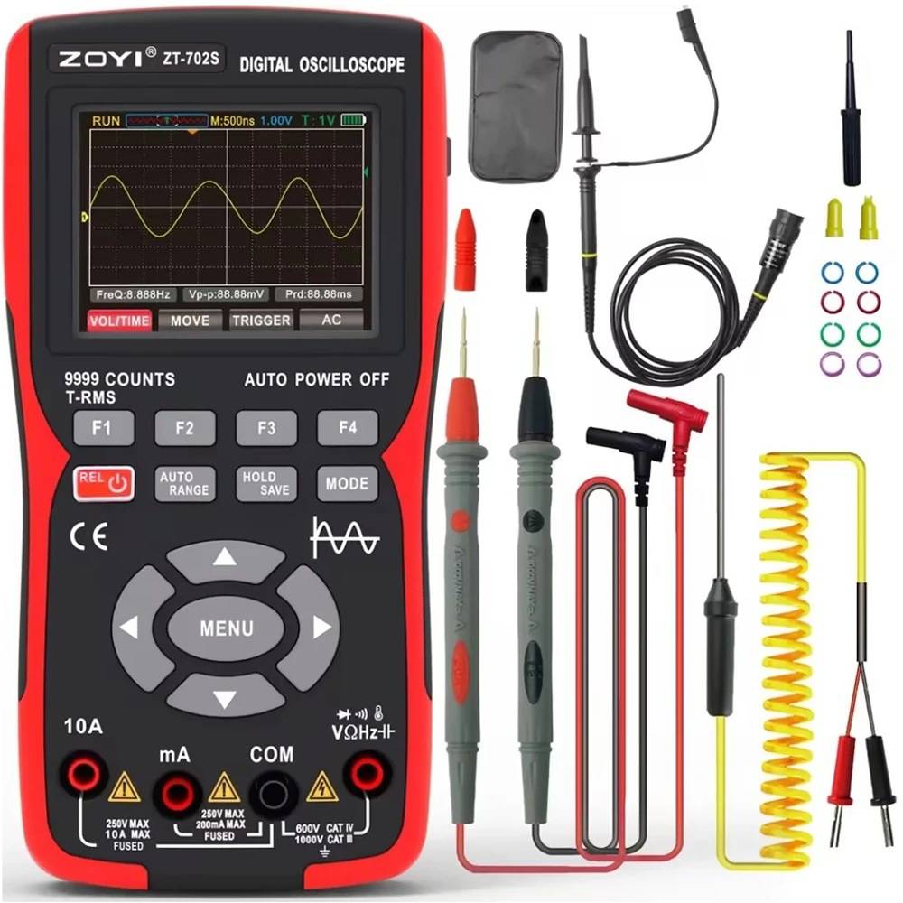 BSIDE ZT702S Digital Multimeter Auto True RMS Tranistor Probe Multimetro Meter 48M/S 10MHZ PC Waveform Data Storage Oscilloscope