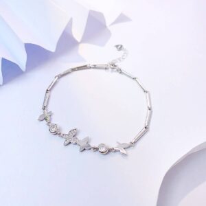 925 sterling silver butterfly inlaid bracelet
