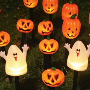 Halloween outdoor garden waterproof decorative light string LED pumpkin ghost solar ground plug light