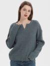 European and American foreign trade Amazon spring and autumn casual sweater solid color loose pullover design knitted sweater for women
