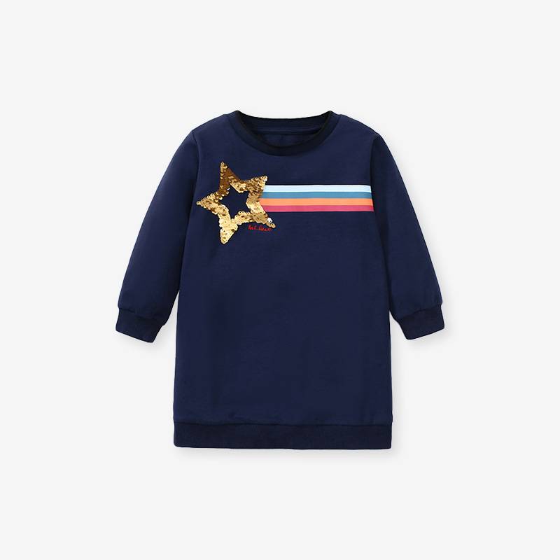 Little maven children's sweater dress autumn new European and American girls' long-sleeved dress home casual children's skirt