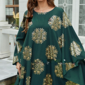 Southeast Asia Cross Border Summer Fashion Dress Middle East Europe Hot Sale Bronzing Bat Sleeves Muslim Ladies Robe