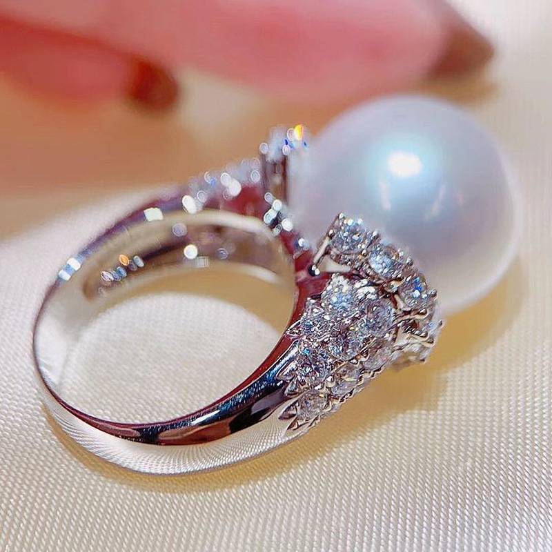 Baroque retro imitation pearl ring super-large pearl deluxe engagement ring trendy index finger ring