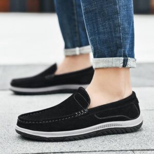 Spring and summer velvet leather Doudou shoes men’s Korean version of the trendy shoes slip-on breathable comfortable lazy shoes casual shoes dri