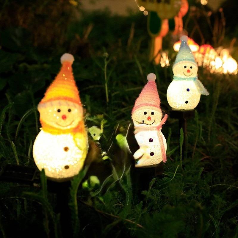 2022 New LED Solar Snowman Lights Outdoor Garden Waterproof Landscape Lights Christmas Decoration Ground Insert Colored Lights