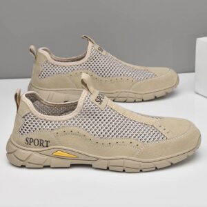 2023 Summer Cross-border Men’s Casual Sports Shoes Large Size Leather Mesh Shoes Hollow Breathable Outdoor Casual Shoes