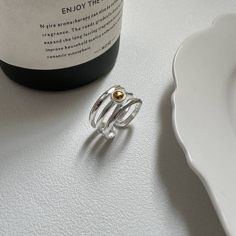 S925 sterling silver Mosaic bead ring