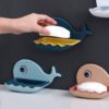 Wall Mounted Soap Dish for Bathroom Shower Portable Whale Soap Holder Plastic Sponge Tray for Kitchen Bathroom Accessories
