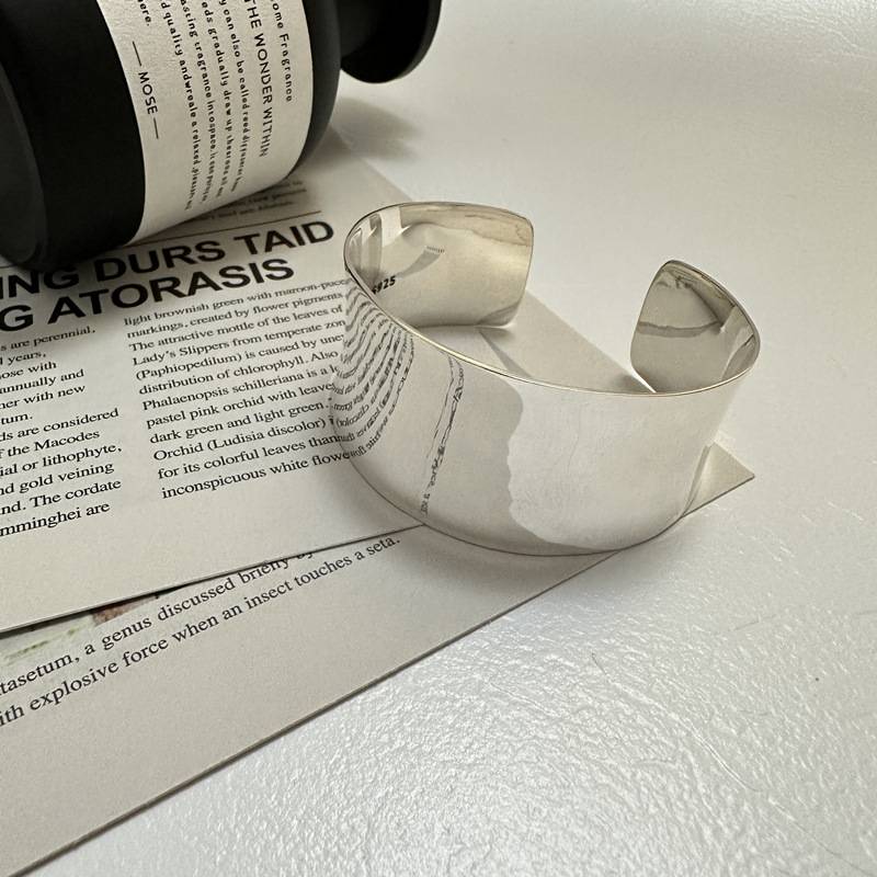 S925 sterling silver wide face fashion bracelet