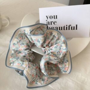 French elegant flower ribbon bow large intestine hair circle women’s new retro high-end sense head rope gentle headdress for women