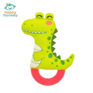 Happy monkey newborn grasping training hand-held rattle cute cartoon animal plush factory wholesale