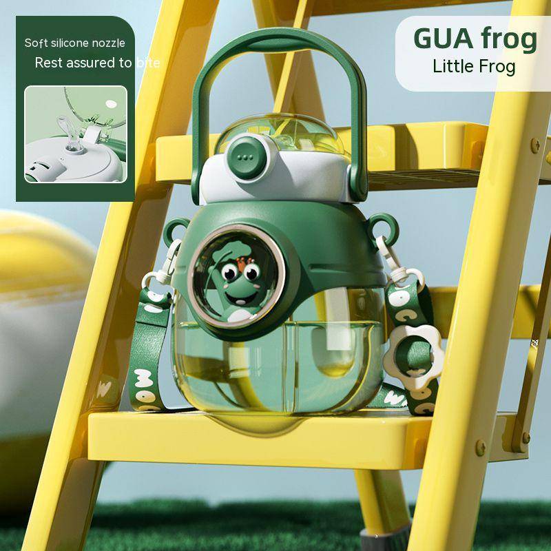 Net red super cute selling cubs frog large capacity portable cartoon cute plastic cup creative children big belly drinking straw water cup