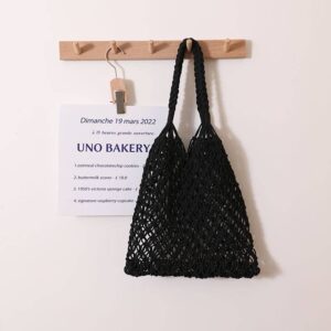 Chic wind cotton thread hand-woven bag beach bag women’s bag one-shoulder portable leisure hollow travel holiday fishnet bag