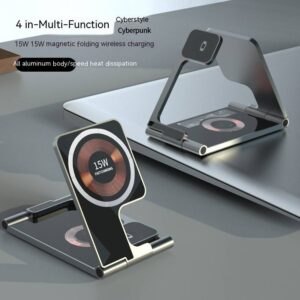 New folding Magsafe transparent magnetic three-in-one wireless charger