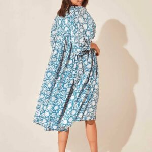 Cross-border hot new floral fashion women’s loose casual mid-sleeve summer cotton dress wholesale