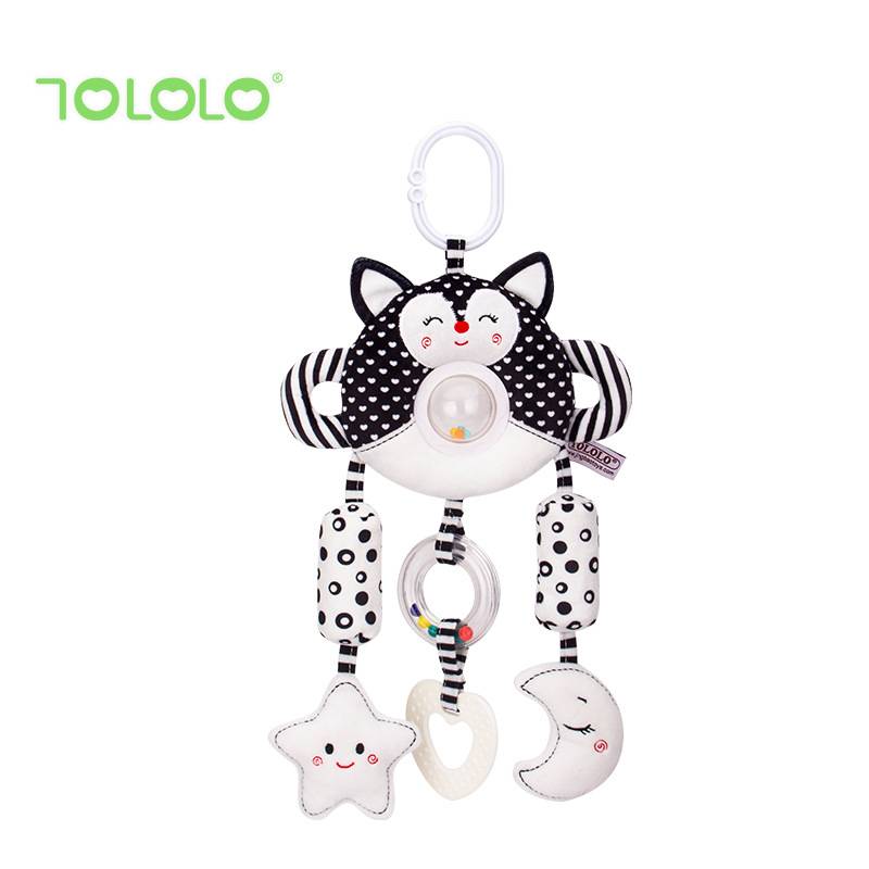 TOLOLO newborn black and white rattle bed bell stroller pendant wind chime baby comfort toy hanging cross-border