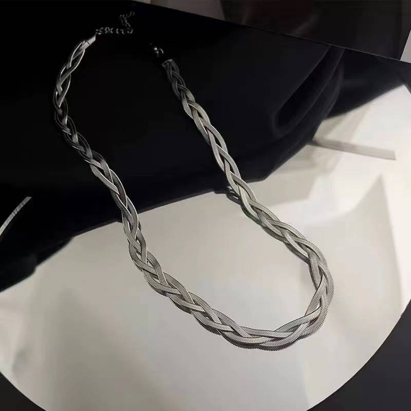 Woven titanium steel necklace collarbone chain