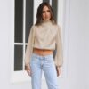 Office Ladies Blouse 2022 Spring Bohemian Blusas Femininas Women Blouse Sexy Long Sleeve Mock Neck Party Tops