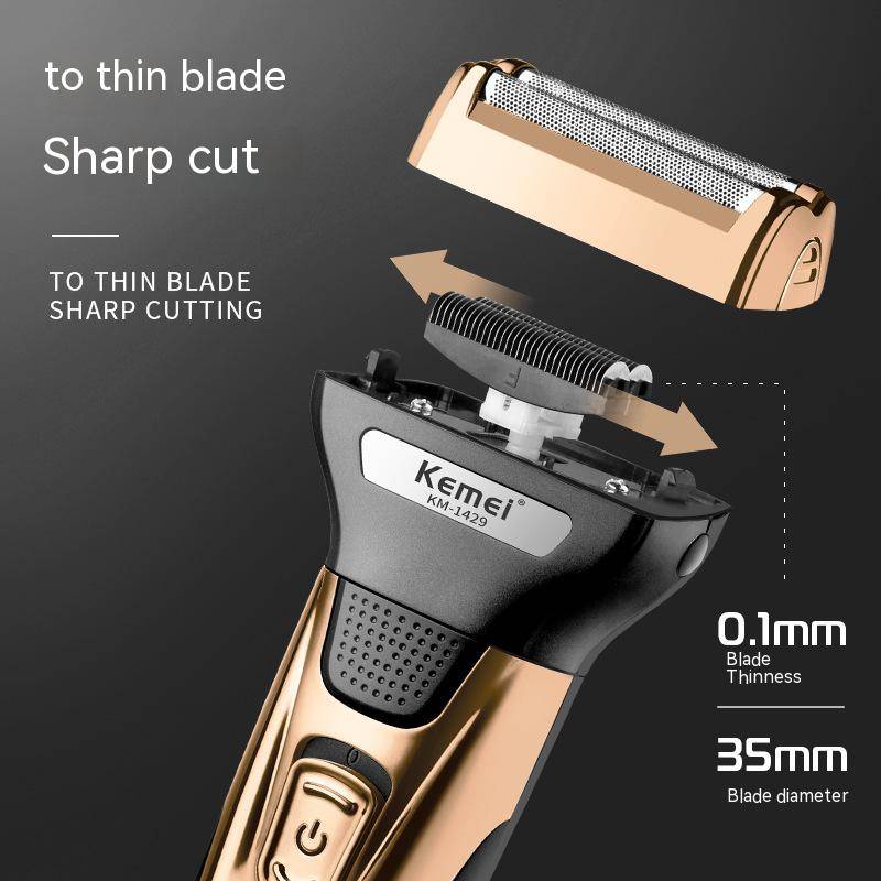 Kemei multi-functional razor KM-1429 double-knife mesh haircut nose hair trimming all-in-one USB electric razor