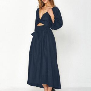 Women Wear Elegant Long Evening Party Dress Square Neck Long Sleeve High Waist Elegant A-Line Dresses