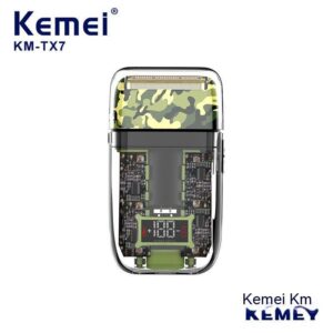 Kemei razor camouflage appearance KM-TX7 transparent waterproof USB rechargeable LED LCD digital display reciprocating razor