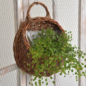 Wicker wall hanging basket basket hand woven bamboo basket straw flower basket durable moisture resistant ornament straw storage basket