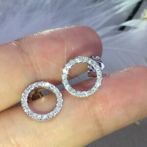 Cold style earrings openwork circle zircon stud earrings fashion full diamond earrings are on sale