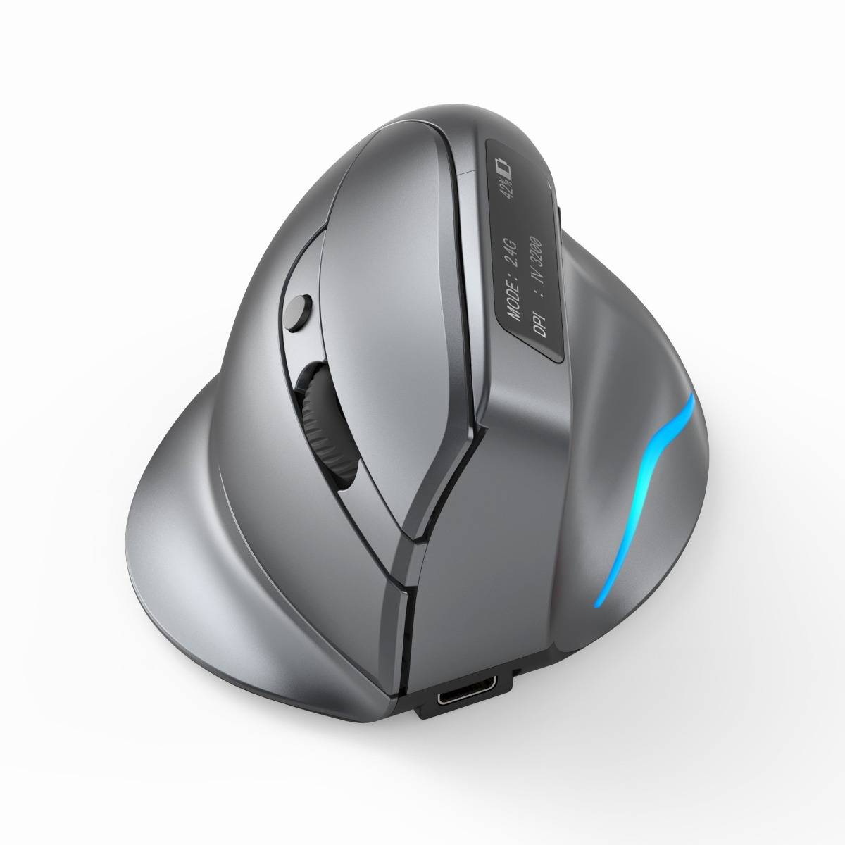 ZELOTES Master F-26C Rechargeable Display Dual Mode Wireless Vertical Mouse Silent 2.4G Bluetooth