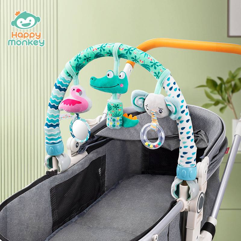 Toddler Activity Animal Crib Music Baby Bed Bell Toys Arch Baby Stroller For Baby Bed Arch Toy Strollers Rattle Squeak Teether