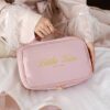 OEM/ODM Factory Pink Embroidery Travel Makeup Bags Toiletries Organizer Bag Nylon Cosmetic Bag