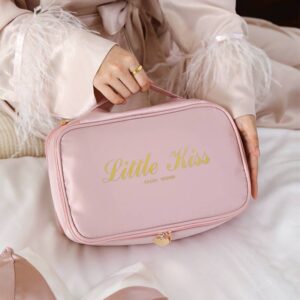 OEM/ODM Factory Pink Embroidery Travel Makeup Bags Toiletries Organizer Bag Nylon Cosmetic Bag