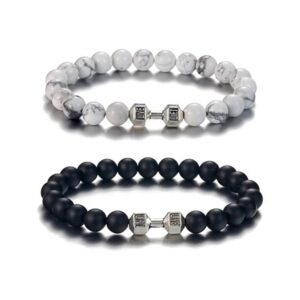 Dumbbell stone frosted bracelet Gym Bracelet