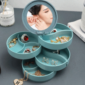 hot selling Plastic 360 Degree Rotating Jewelry Organizer with Compartment Ring Earrings Necklace Organizer
