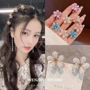 Hot Sale Hair Accessories Women Graceful Pearl Mini Hair Claws Fashion Metal Crystal Flower Hair Claw Clips for Girls