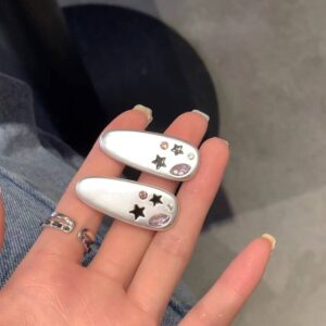 2023 new star sweet cool love metal hairpin female forehead broken hair duckbill clip hair accessories exquisite headdress hairpin