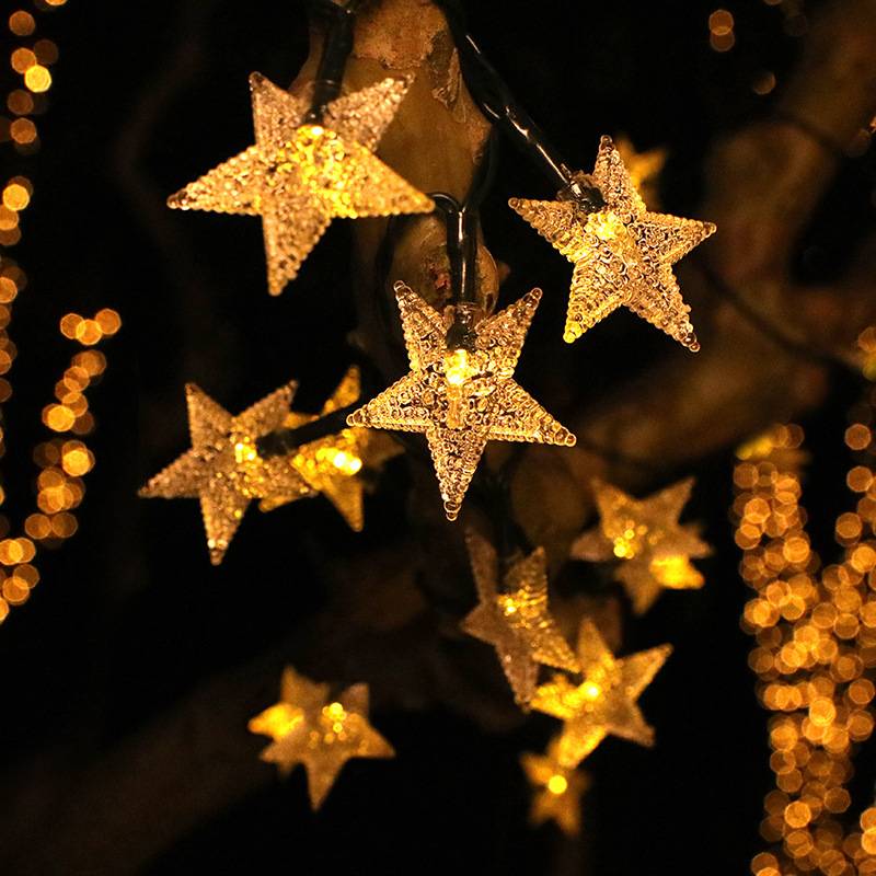 LED solar light string outdoor camping stall canopy ball star water drop bubble ball decorative light string