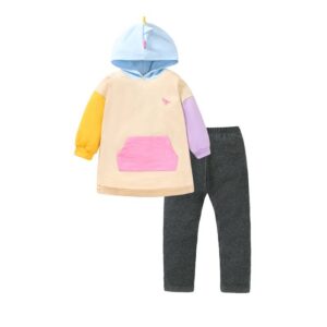 Little maven autumn new small and medium children’s sweater suit European and American color matching hooded children’s pants suit