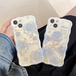Japanese and Korean blue rose flowers are suitable for iphone14 apple 13promax mobile phone case 12 silicone 11 new female