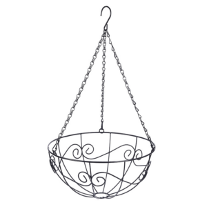 Balcony Coconut Palm Decorative Hanging Basket Wholesale Semicircle Hanging Iron Flower Pot Outdoor 12 Inch Welded Gardening Wall Flower Basket