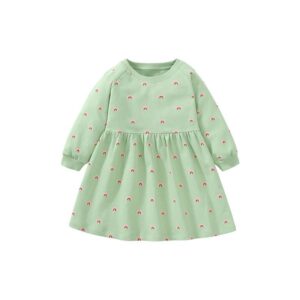 Little maven autumn girl’s skirt pure cotton princess dress European and American home casual children’s long-sleeved even dress