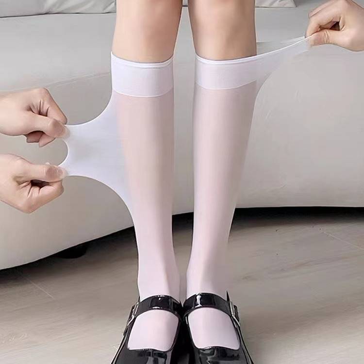 Leg Length Socks Comfortable Breathable Semi-Sheer Solid Socks Women's Stocking Hosiery